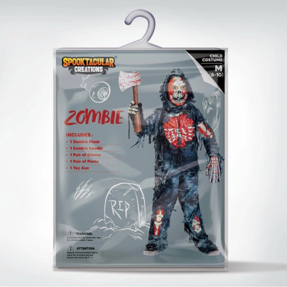 Kids Zombie Costume - Black and Red